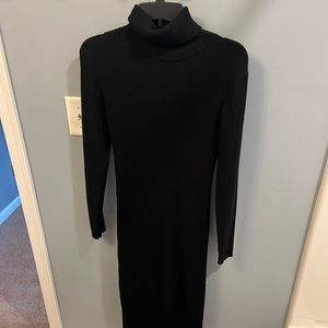 Midi turtleneck black sweater dress